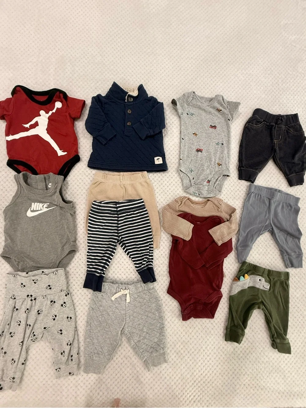 Carter’s Baby Boy Bundle 13 Pieces Nike Jordan Disney NB-3M Clothes Lot